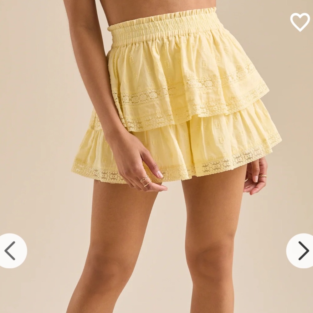 Yellow Tiered Mini ruffle Skort